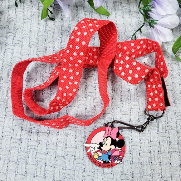 Mix n Match 3/$21 Disney I Love Pin Trading Polka Dot Lanyard & Minnie Medallion - Picture 1 of 5